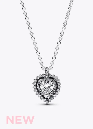 Sparkling Heart Halo Pendant Necklace