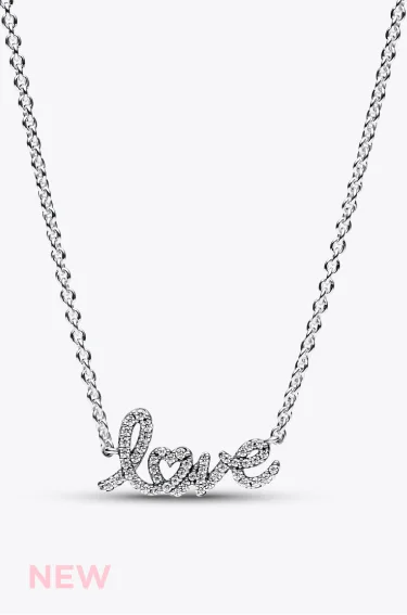 Sparkling Handwritten Love Collier Necklace