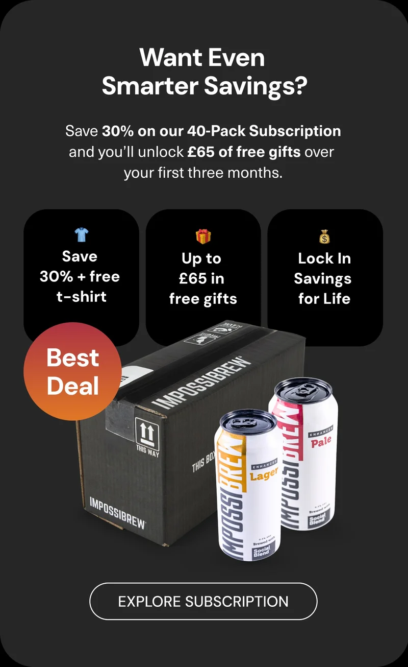 Want even smarter savings? Save 30% on our 40-pack subscription and you'll unlock £65 of free gifts over your first three months. Save 30% + free t-shirt. up to £65 in free gifts. Lock in saving for life. Explore Subscription