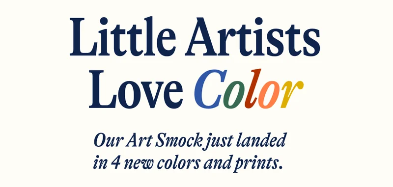 Little Artists Love Color- Our Art Smock just landed in 4 new colors and prints.