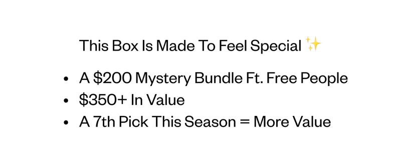 This Box Is Made To Feel Special: A $200 Mystery Bundle Ft. Free People | $350+ In Value | A 7th Pick This Season = More Value
