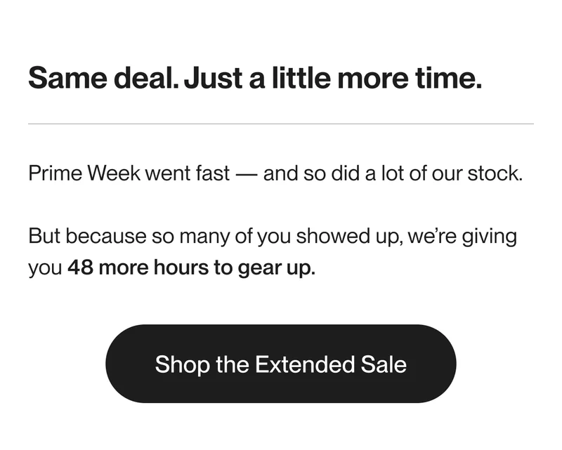 Promotional banner announcing 20% off all UNIT 1 gear during Prime Week, valid on both Amazon and the UNIT 1 website.