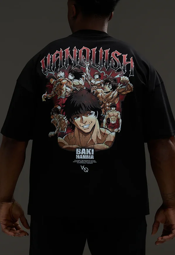 VQ x Baki: Black Baki Boxy Oversized T Shirt