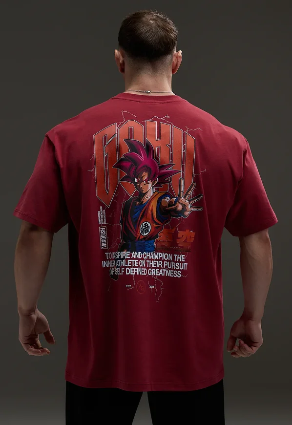 Vanquish DBS Goku Red Oversized T Shirt