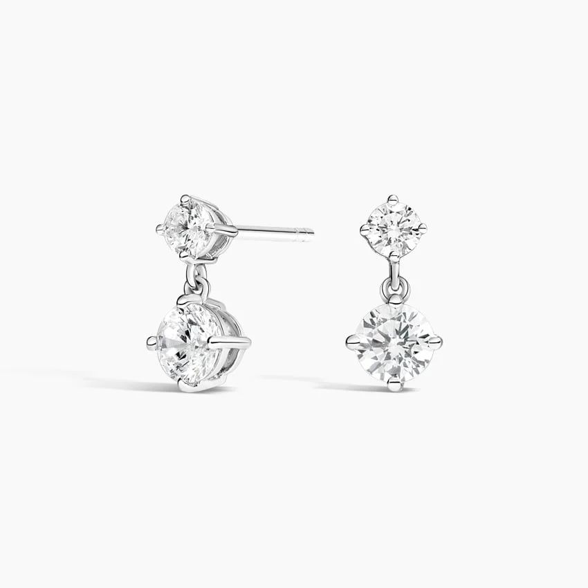 Round Diamond Drop Earrings