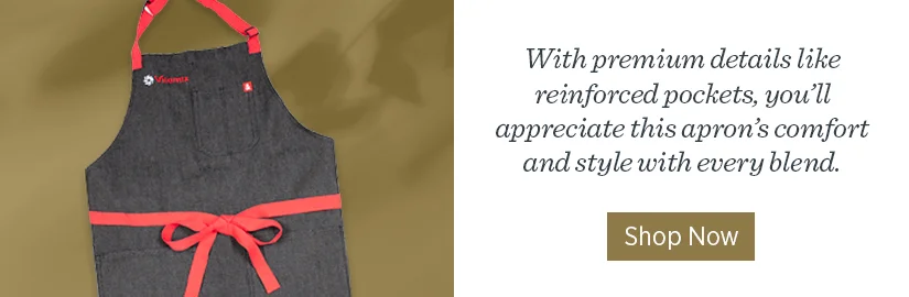 With premium details like reinforced pockets, you'll appreciate this apron's comfort and style with every blend.
