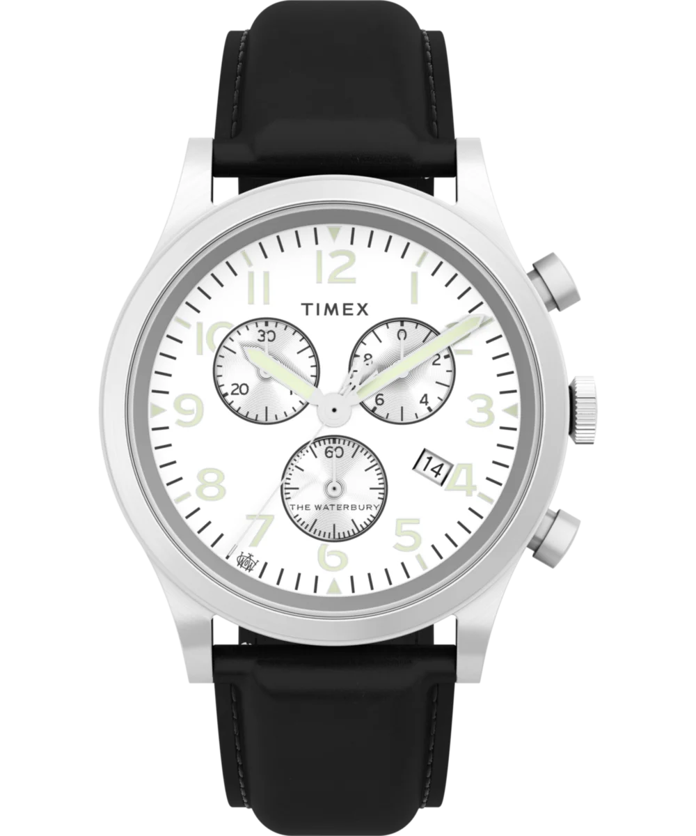 Image of Waterbury Traditional Chronograph 42mm Leather Strap Watch
