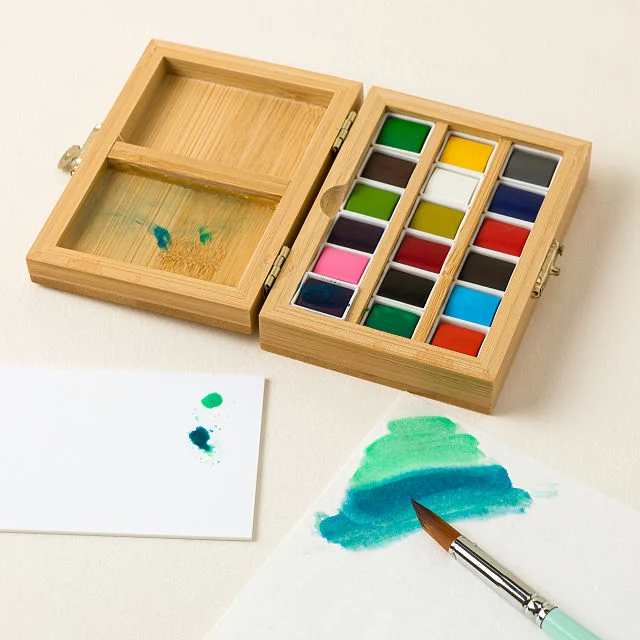 Travel Bamboo Watercolor Paint Set