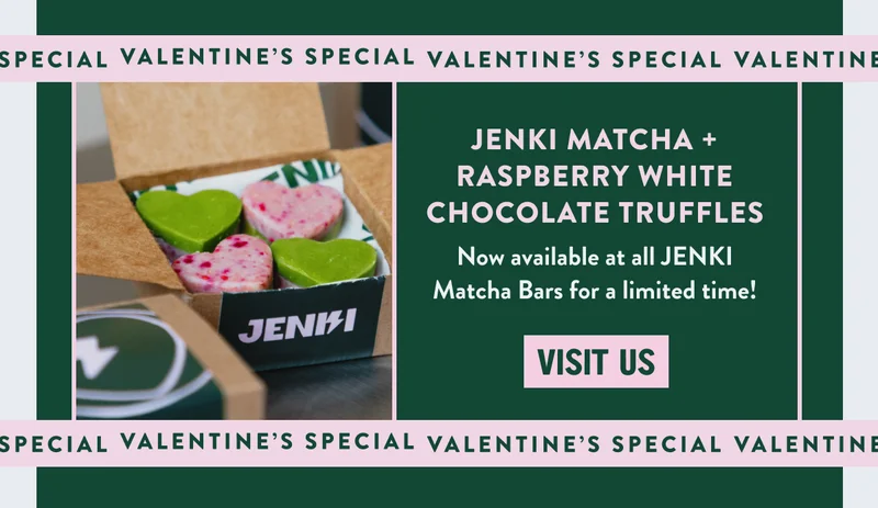 JENKI Valentine's Matcha and Raspberry White Chocolate Truffles