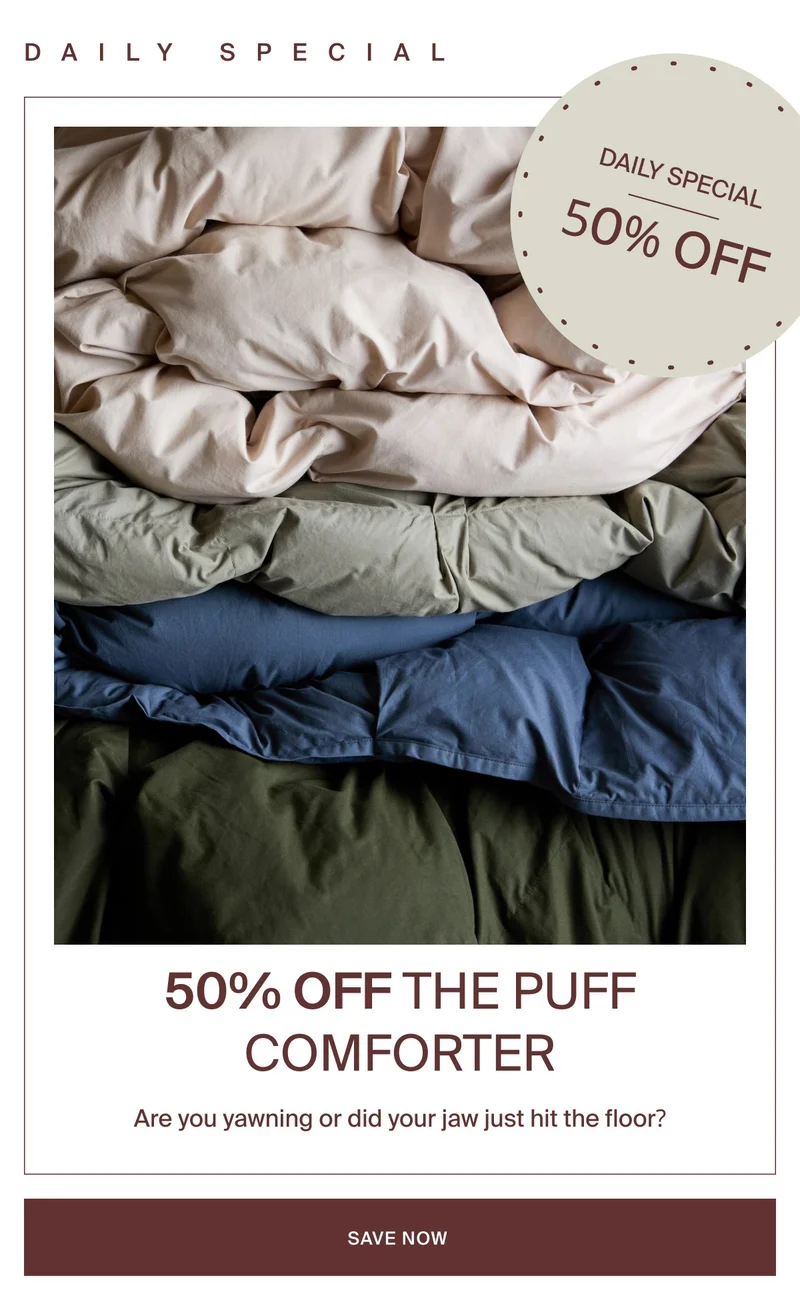 Today Only: 50% off Organic Cotton Puff Comforter