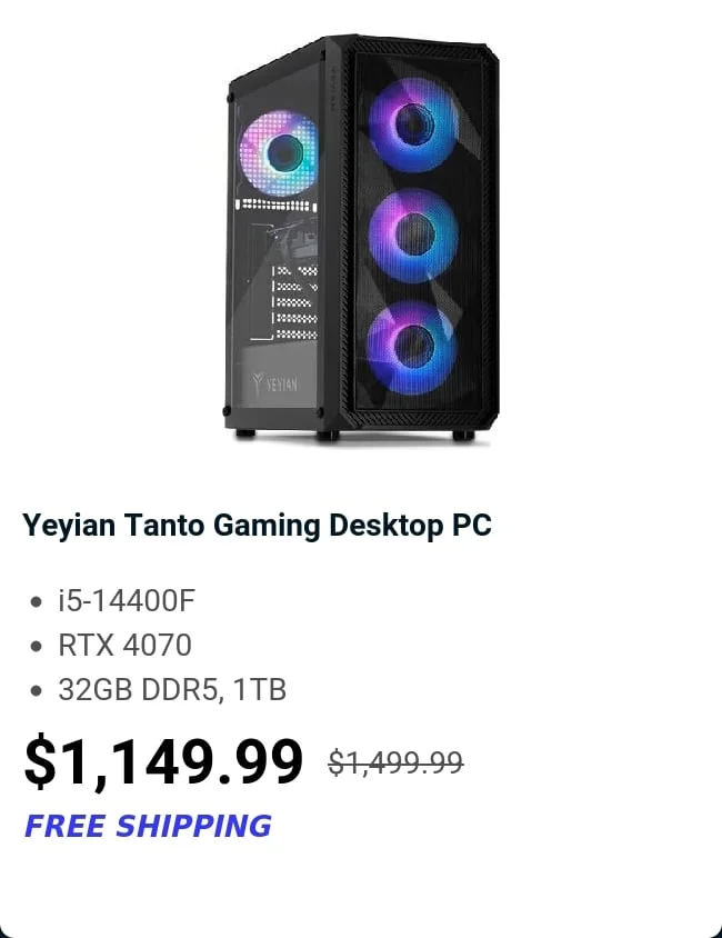 Yeyian Tanto Gaming Desktop PC