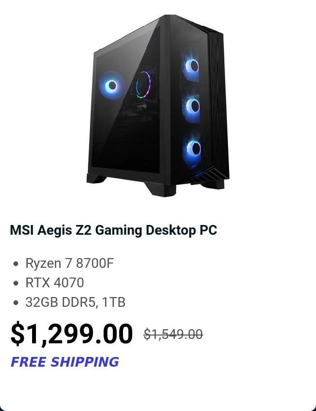 MSI Aegis Z2 Gaming Desktop PC