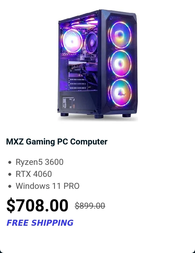 MXZ Gaming PC Computer
