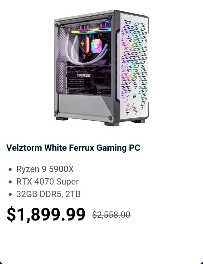 Velztorm White Ferrux Gaming PC