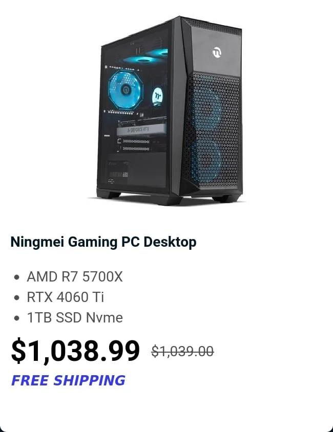 Ningmei Gaming PC Desktop