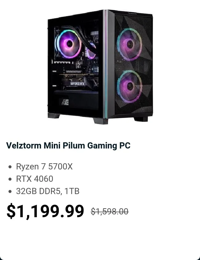 Velztorm Mini Pilum Gaming PC