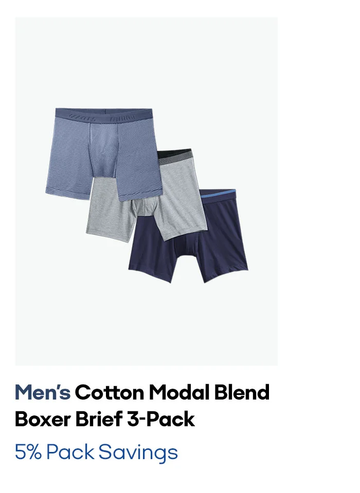 Men's Cotton Modal Blend Boxer Brief 3-Pack 5% Pack Savings