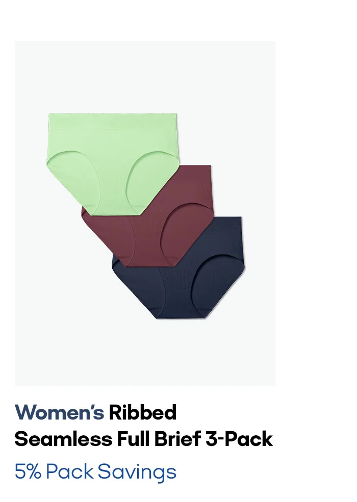 Women's Ribbed Seamless Full Brief 3-Pack 5% Pack Savings