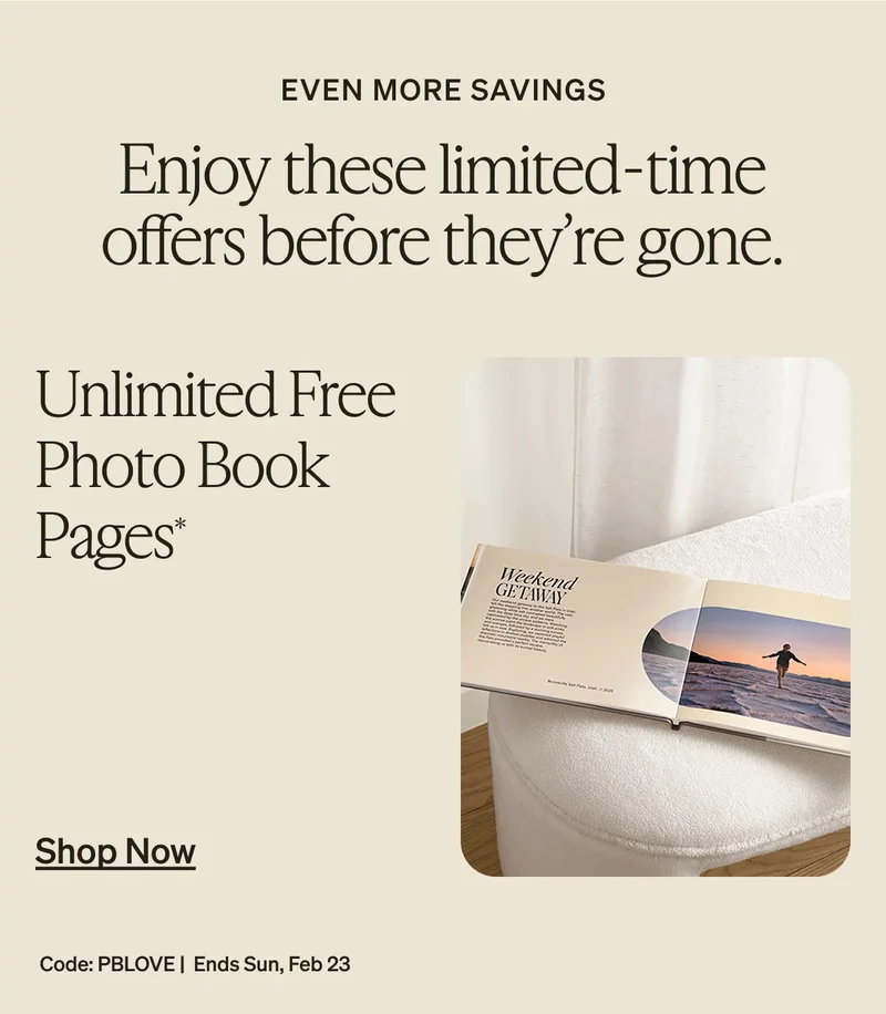 Unlimited Free Photo Book Pages + Up to 40% Off Almost Everything