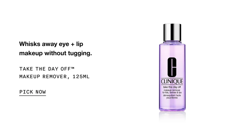Whisks away eye + lip makeup without tugging. | Take The Day Off™ Makeup Remover, 125ml | PICK NOW