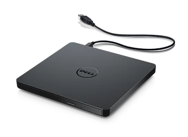 A Dell USB Slim DVD Drive on a dark gray background.