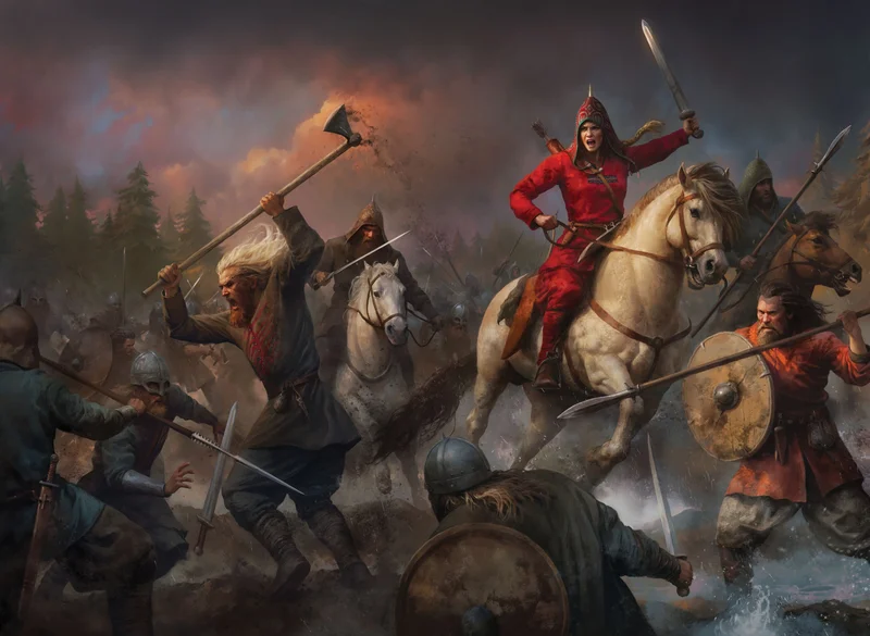 An artist recreates what a Viking woman warrior from Birka may have looked like in battle.