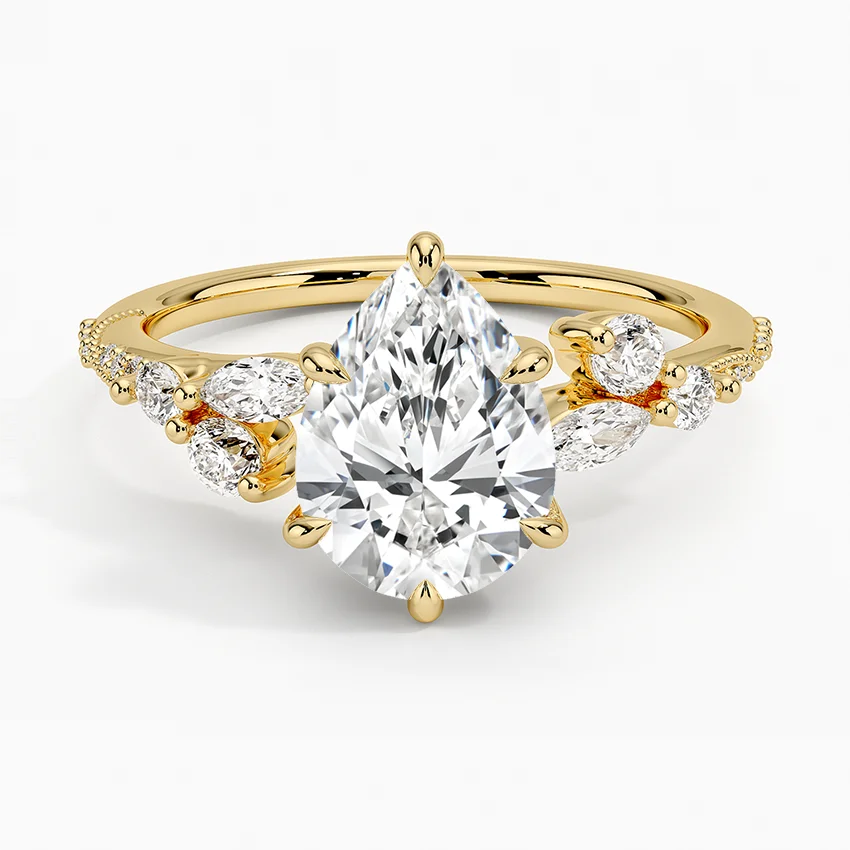 Luxe Camellia Milgrain Diamond Ring