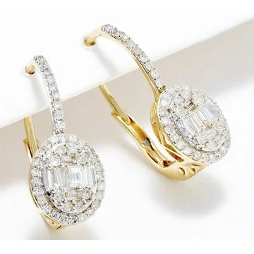 Affinity Diamonds Baguette & Round .50cttw Earrings, 14K