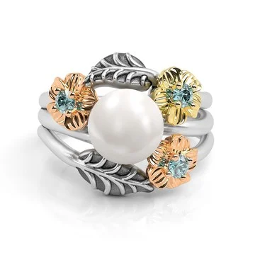 Or Paz Tri-Color Sterling Silver Multi-Gemstone  Floral Ring