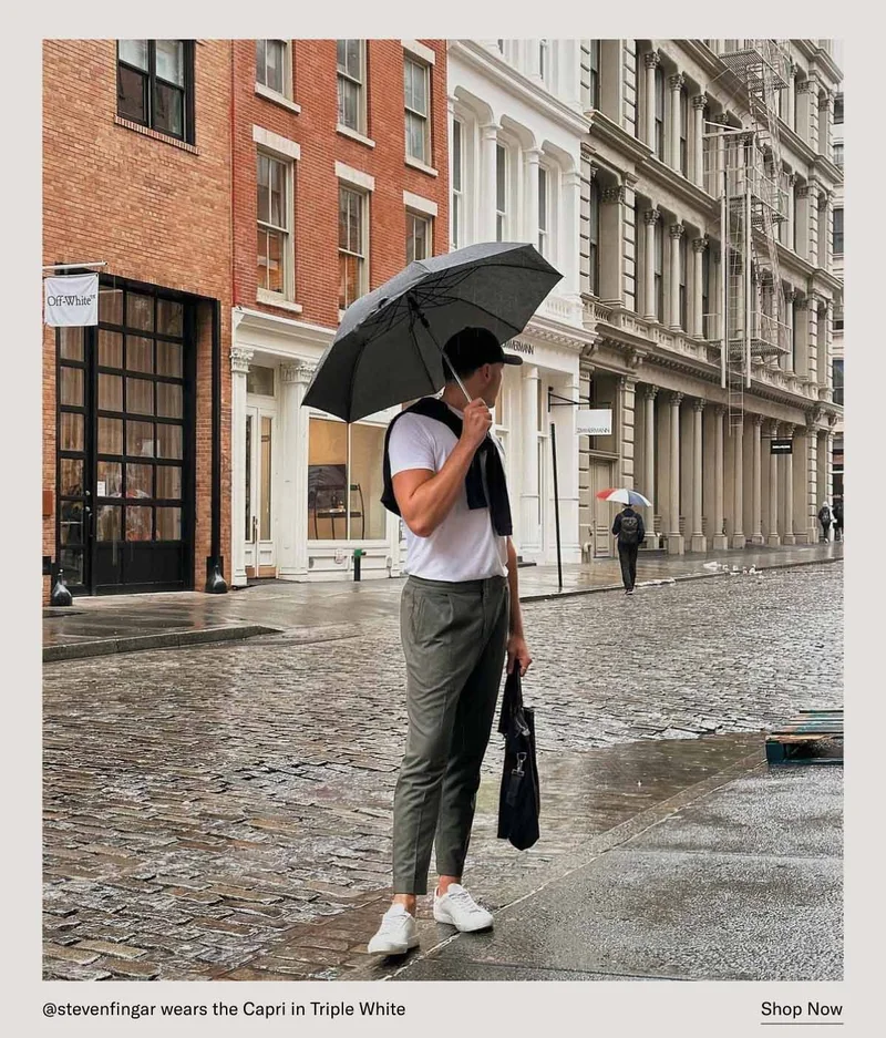 @stevenfingar wears the Capri Triple White–Shop Now