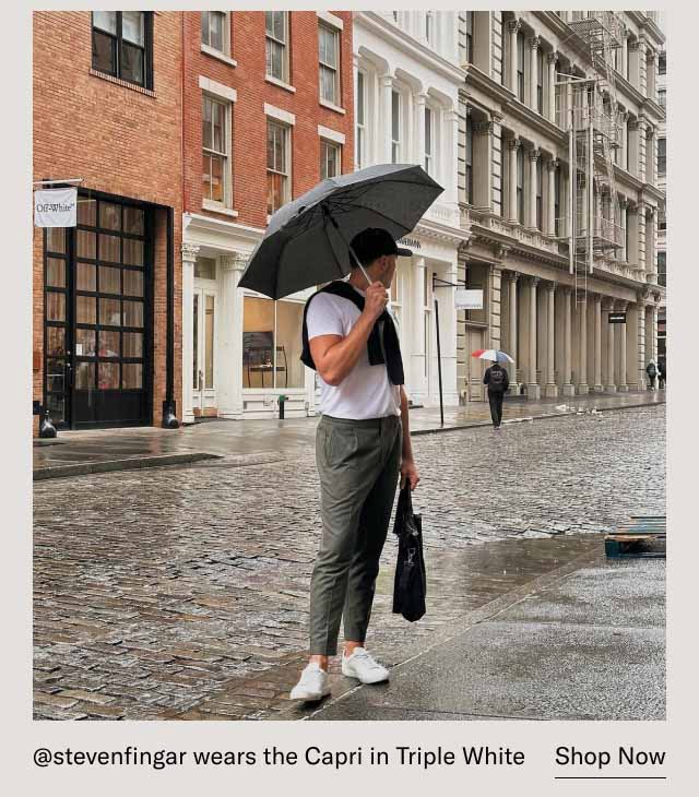 @stevenfingar wears the Capri Triple White–Shop Now