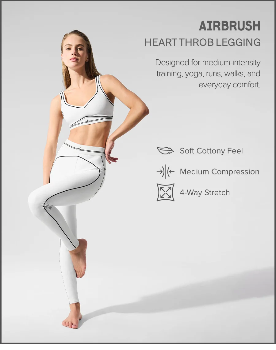 AIRBRUSH HEARTH THROB LEGGING DESIGNED FOR MEDIUM-INTENSITY TRAINING, YOGA, RUNS, WALKS, AND EVERYDAY COMFORT.