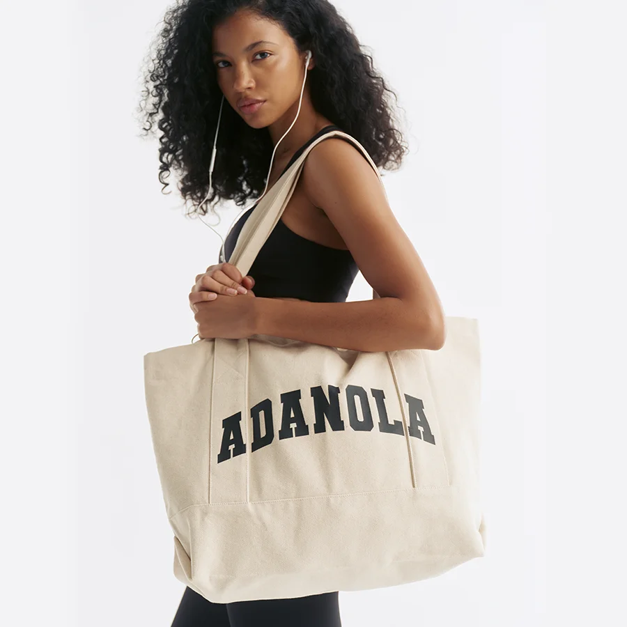 Varsity Tote Bag - Cream/Black