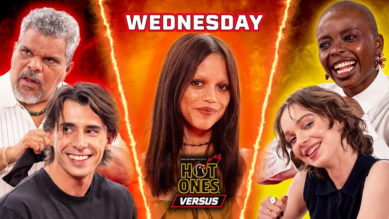Wednesday cast on Hot Ones Versus