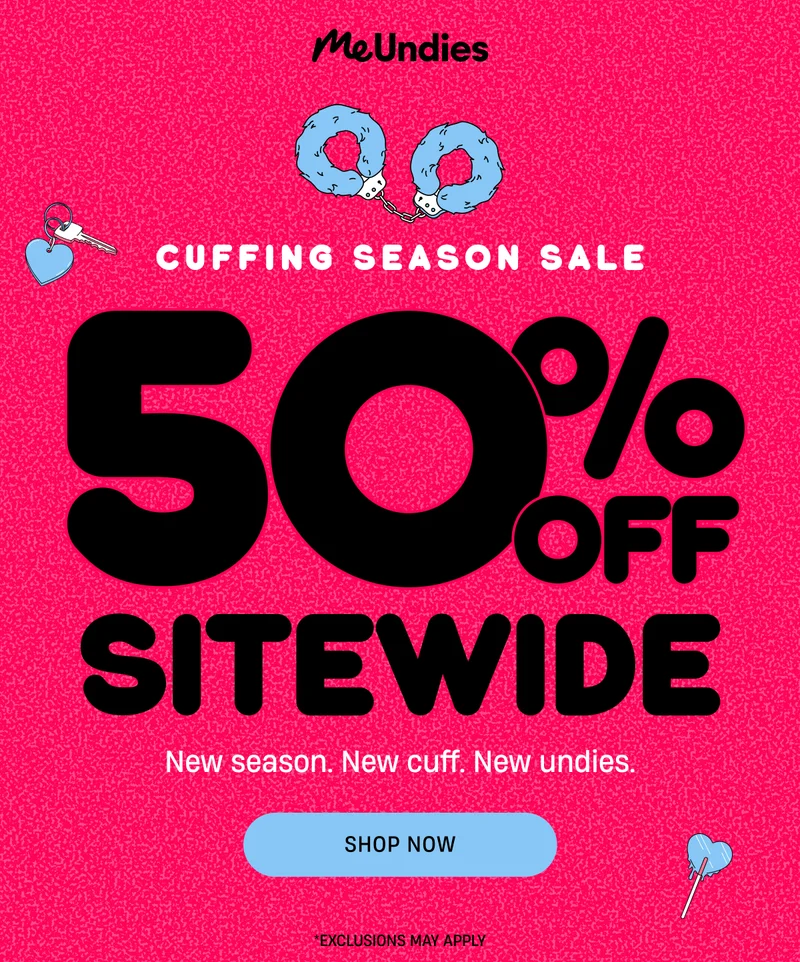 MeUndies | Cuffing Season Sale | 50% Off Sitewide | Shop Now