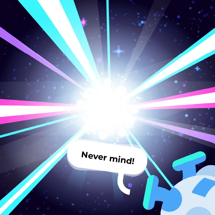 "Never mind!" says Duck - it wasn't a peaceful giant after all.