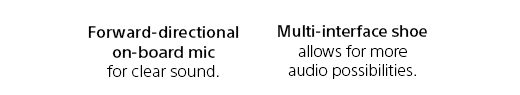Forward-directional on-board mic for clear sound. | Forward-directional on-board mic for clear sound.