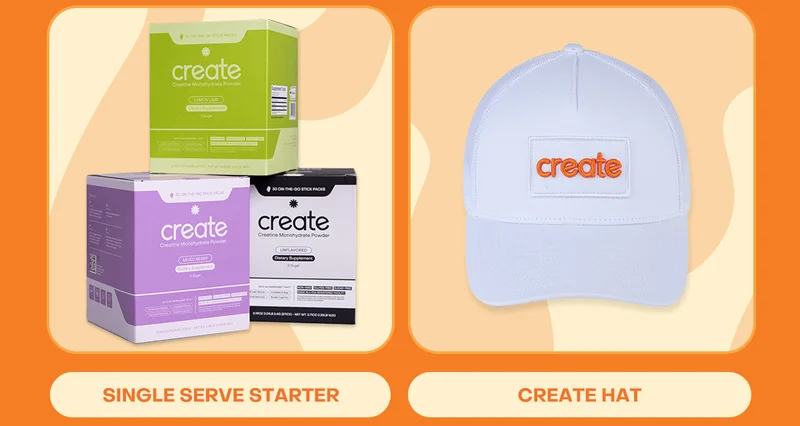 The Foundation stack includes: Core Starter, Daily Performance Gummies, Single Serve Starter, and Create Hat.