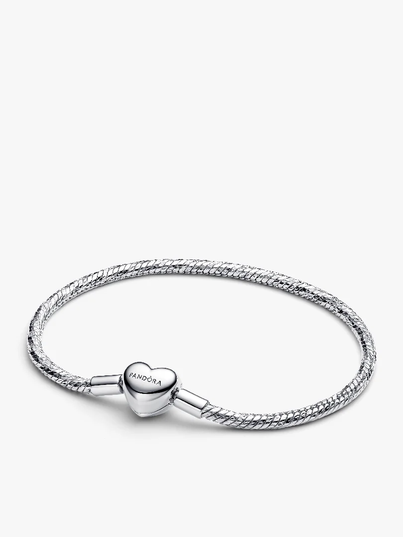 Heart Clasp Faceted Snake Chain Bracelet