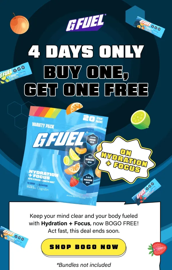 Buy one get one free on hydration + focus