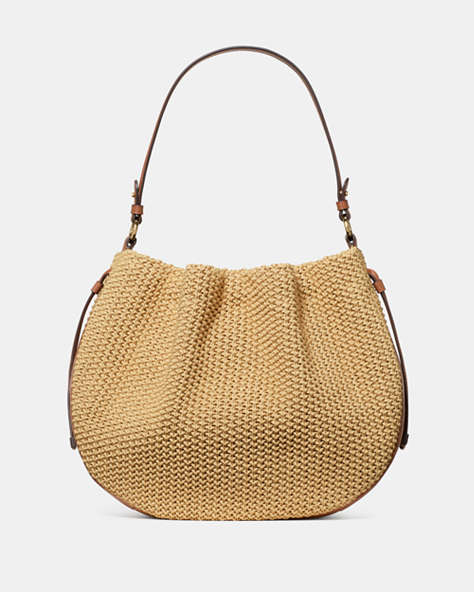 Pinch Straw Shoulder Bag