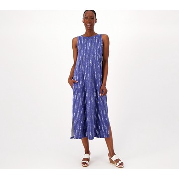 Denim & Co. Naturals Linen Blend Jersey Regular A-Line Midi Dress