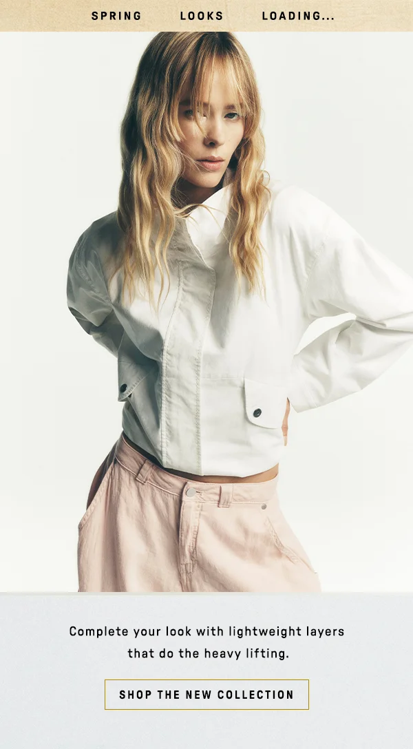 spring looks loading... complete your look with lightweight layers that do the heavy lifting. shop the new collection