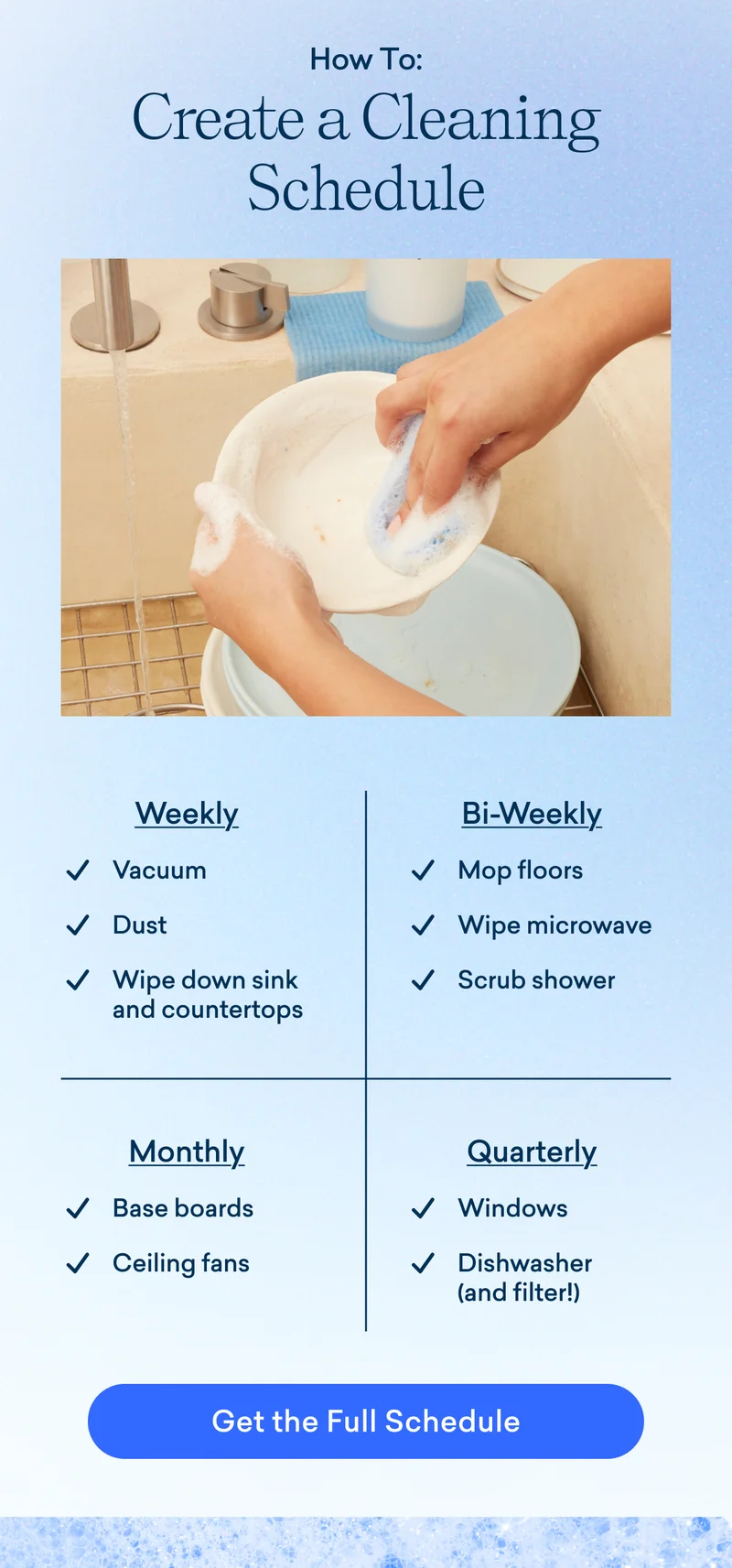 Check out our guide on how to create a cleaning schedule!