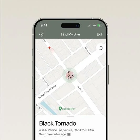 A graphic. A representation of the Cowboy app showing its GPS tracking function.