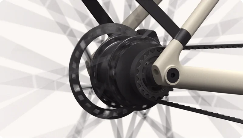 A photograph render of the motor in the rear wheel