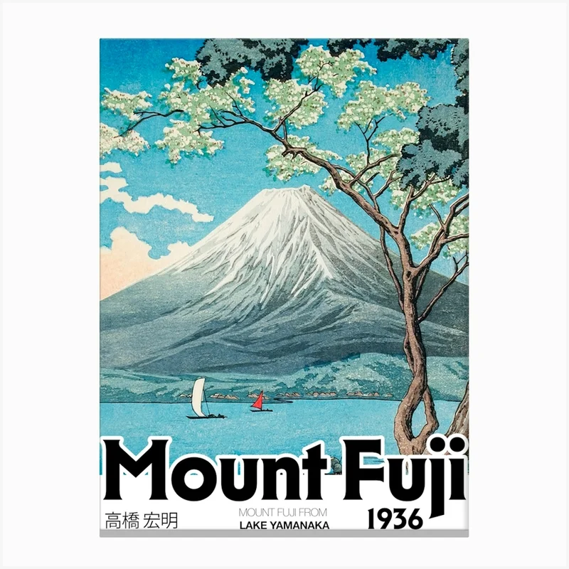 Image of Mount Fuji Lake Japanese Hiroaki Takahashi Japanese Modern Graphic Poster Canvas Print