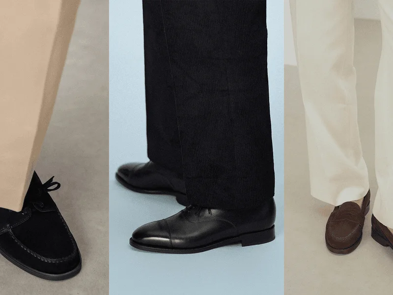 Three models wearing Morjas shoes from the brand's current assortment.