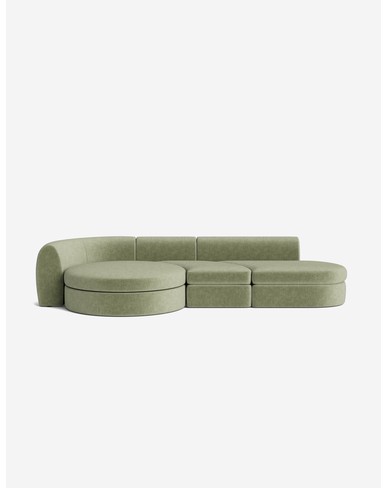 Buckley Chaise Sectional Sofa-Sage Performance Striated Velvet / 144"W / Left-Facing