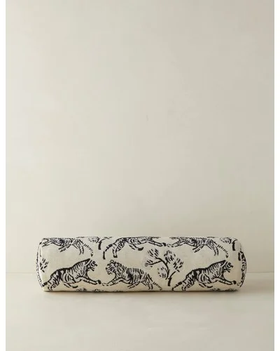 Tiger Jacquard Bolster Pillow by Sarah Sherman Samuel - Ivory